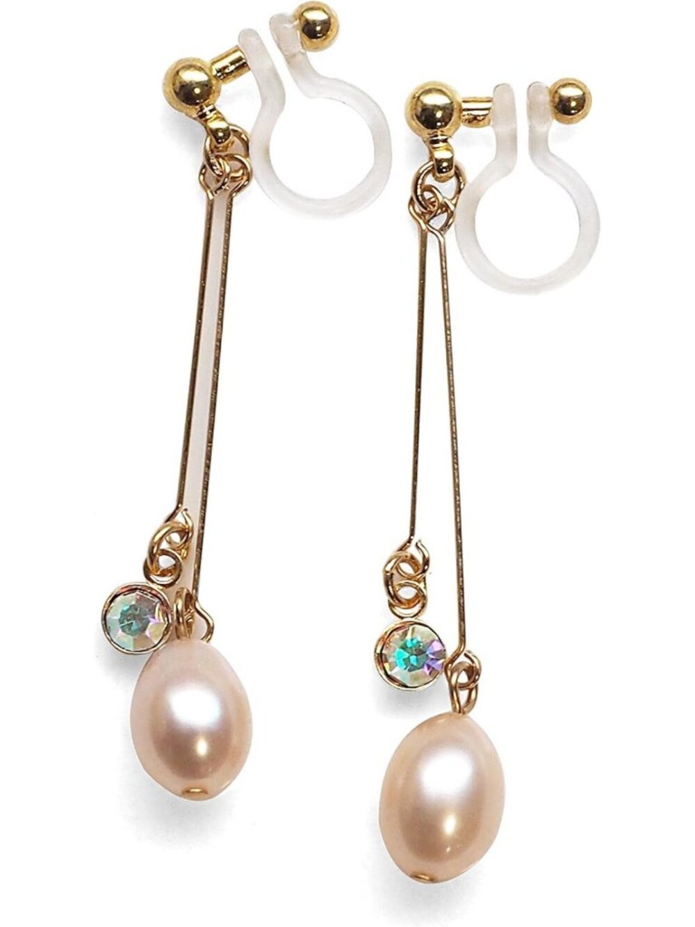 Elegant Clip-On Dangle Earrings with Freshwater Pearls - Non-Pierced Bridal